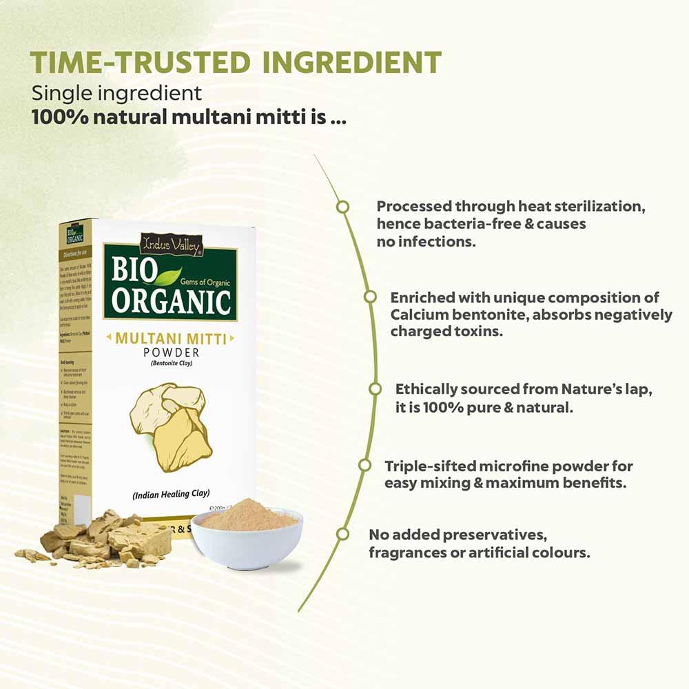 Bio Organic Multani Mitti Powder - Pack of 5 (200gm) - Image 5