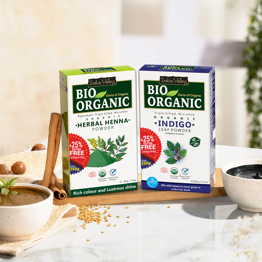 Bio Organic Herbal Henna Powder And Indigo Powder Combo - Image 13