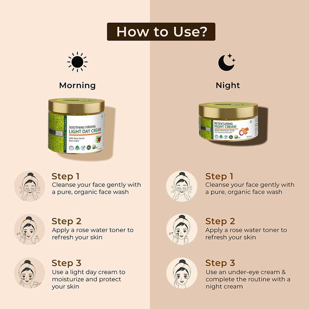 Day-to-Night Organic Skincare Ritual: Day & Night Cream with Under Eye Cream Combo - Image 3