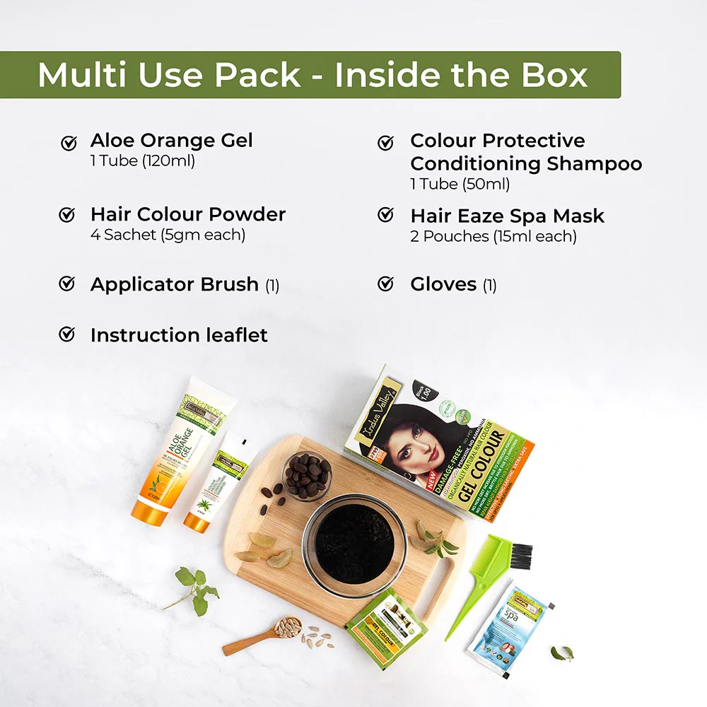 100% Botanical Beard Color 115ml & Damage Free Gel Hair Color 220ml Combo - Image 3