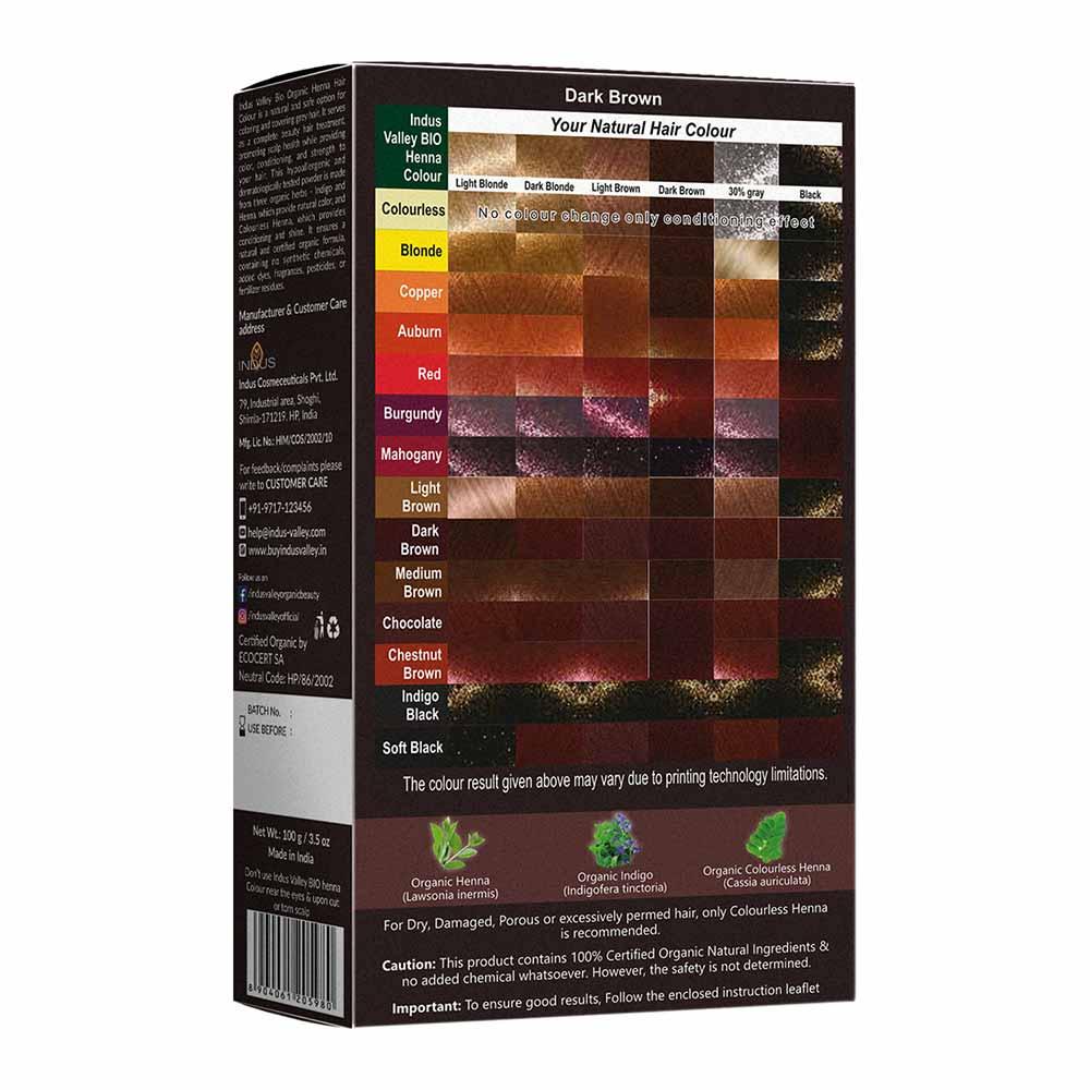 Bio Organic Dark Brown Henna Hair Colour For Early Grey Hair Coverage - 100gm - Image 3