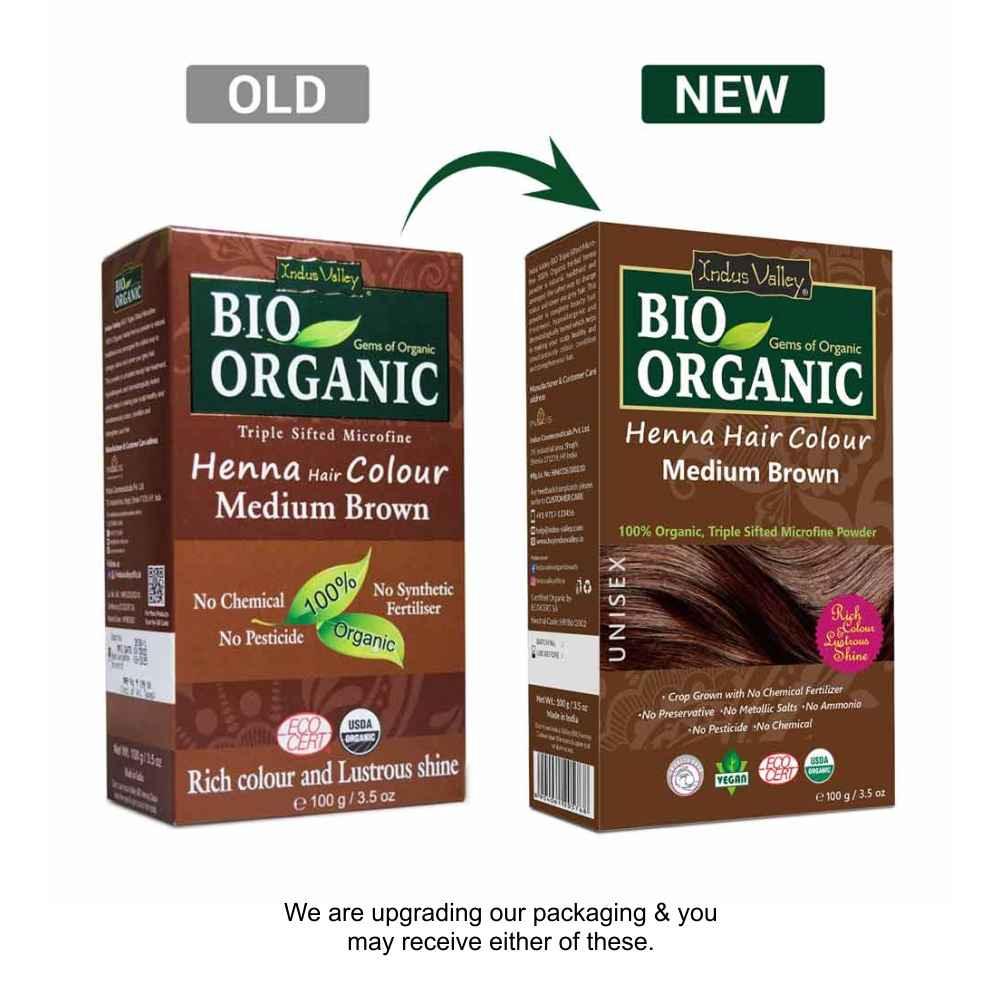 Bio Organic Medium Brown Henna Hair Colour For Early Grey Hair Coverage - 100gm - Image 3