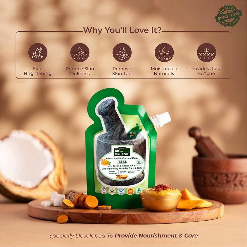 Ready-to-Apply Ubtan for Skin Brightening with Kasturi Haldi, Coconut Malai, Mango Butter, and Besan - 150gm - Image 4